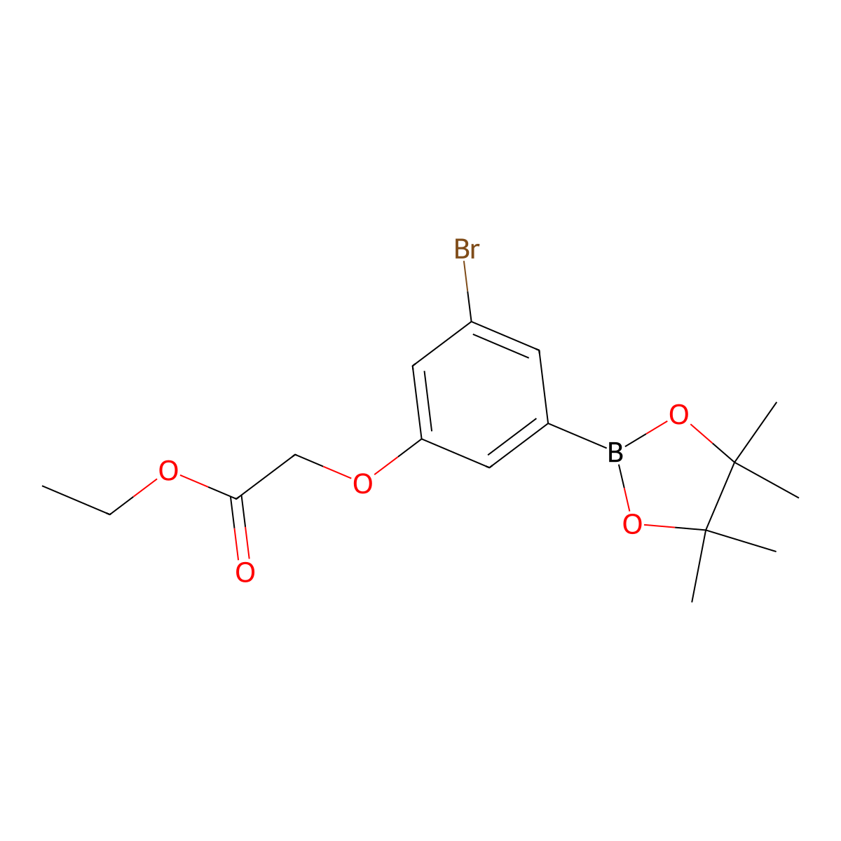 Ethyl 2-(3-bromo-5-(4,4,5,5-tetramethyl-1,3,2-dioxaborolan-2-yl)phenoxy)acetate molecular structure, CAS 1218789-53-7