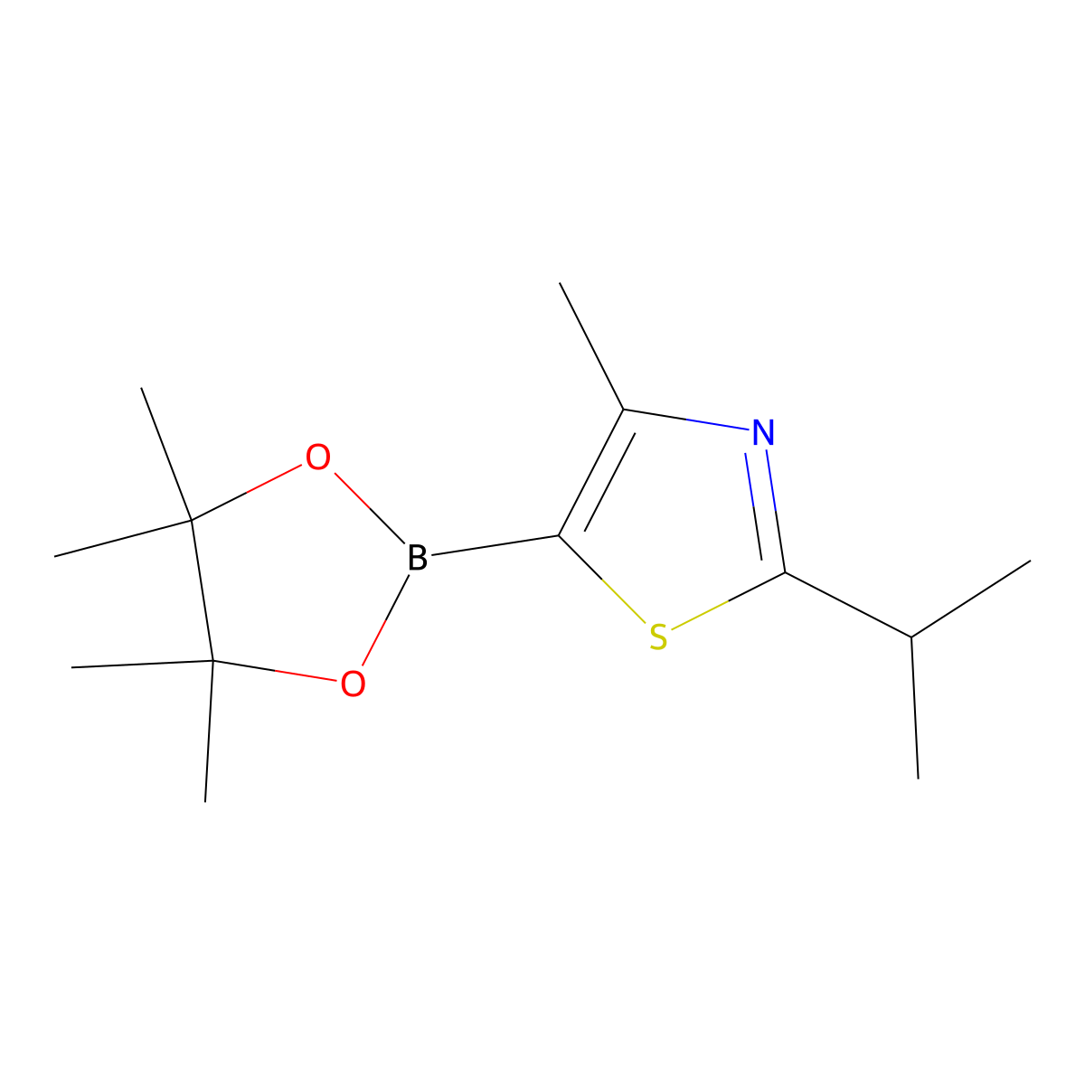 2-Isopropyl-4-methylthiazole-5-boronic acid, pinacol ester molecular structure, CAS 1218789-55-9