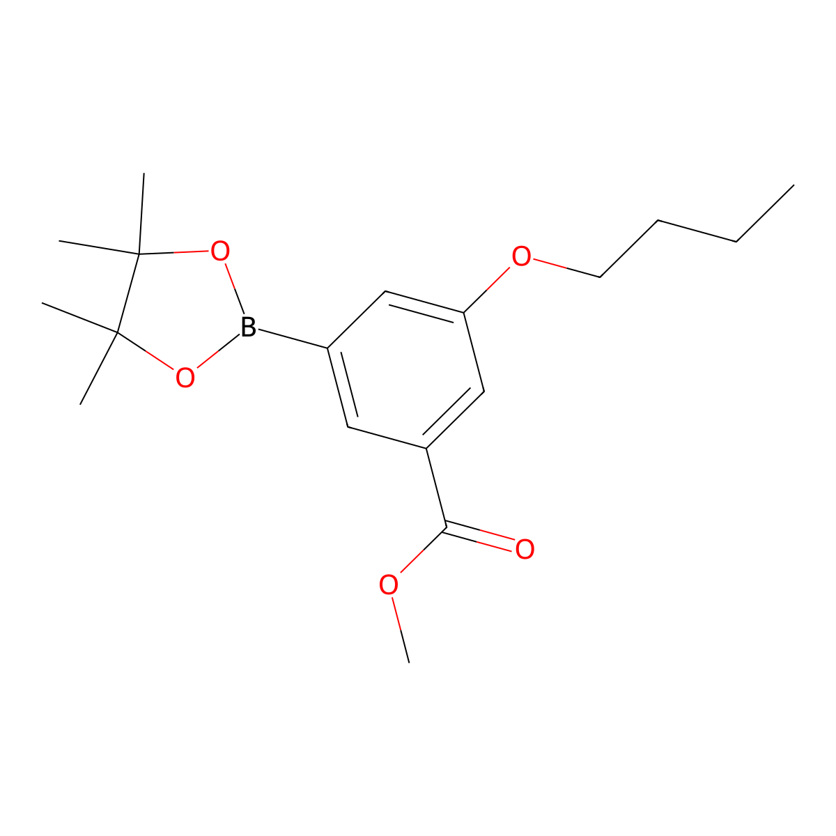Methyl 3-butoxy-5-(4,4,5,5-tetramethyl-1,3,2-dioxaborolan-2-yl)benzoate molecular structure, CAS 1218789-66-2