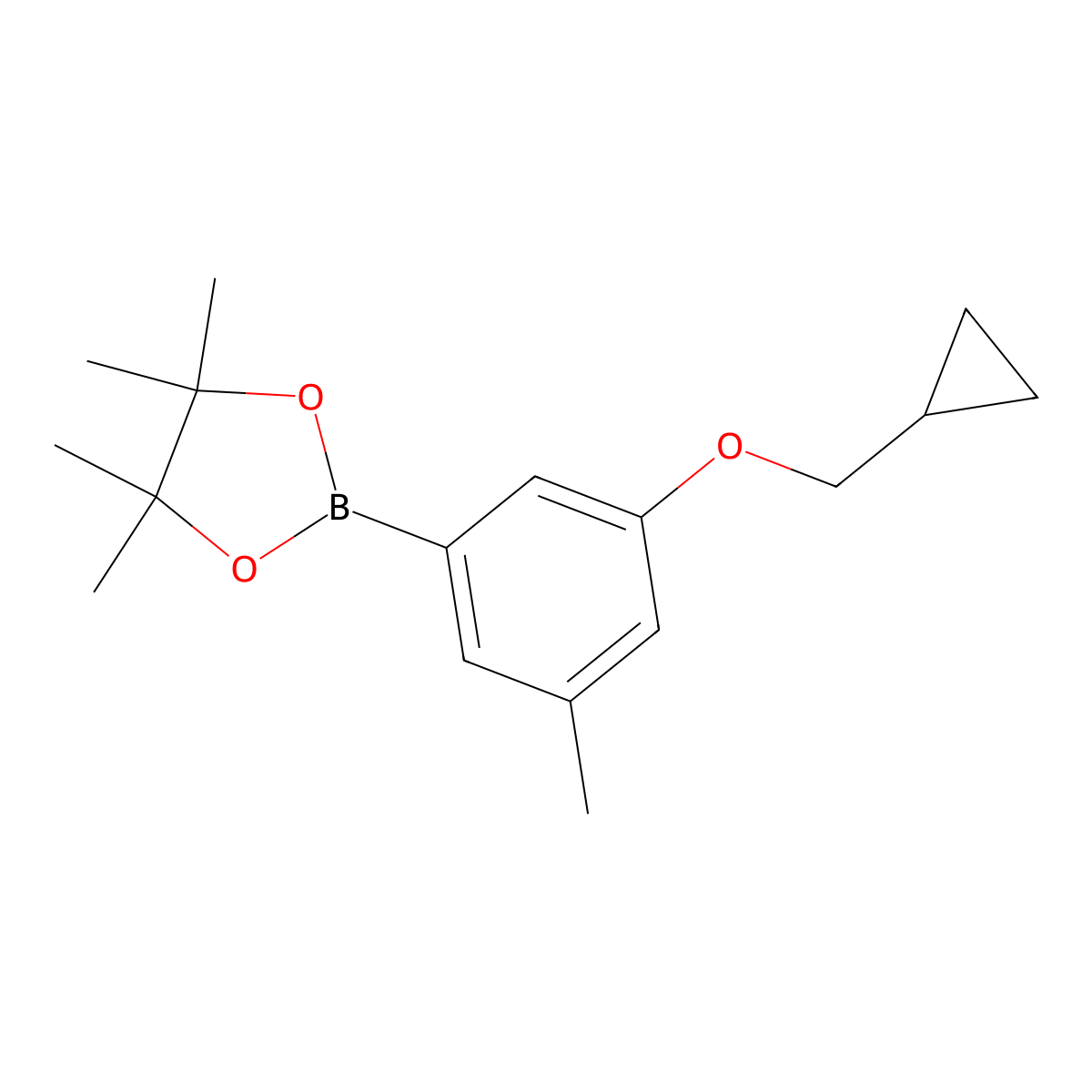 2-(3-(Cyclopropylmethoxy)-5-methylphenyl)-4,4,5,5-tetramethyl-1,3,2-dioxaborolane molecular structure, CAS 1218789-80-0