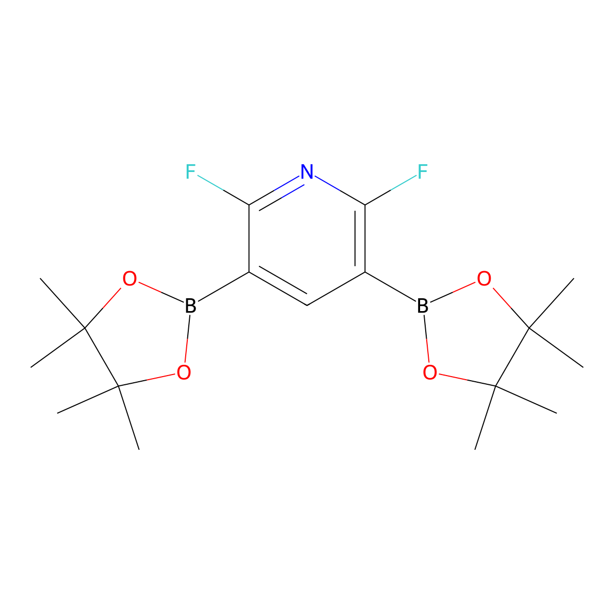 2,6-Difluoro-3,5-bis(4,4,5,5-tetramethyl-1,3,2-dioxaborolan-2-yl)pyridine molecular structure, CAS 1218789-90-2