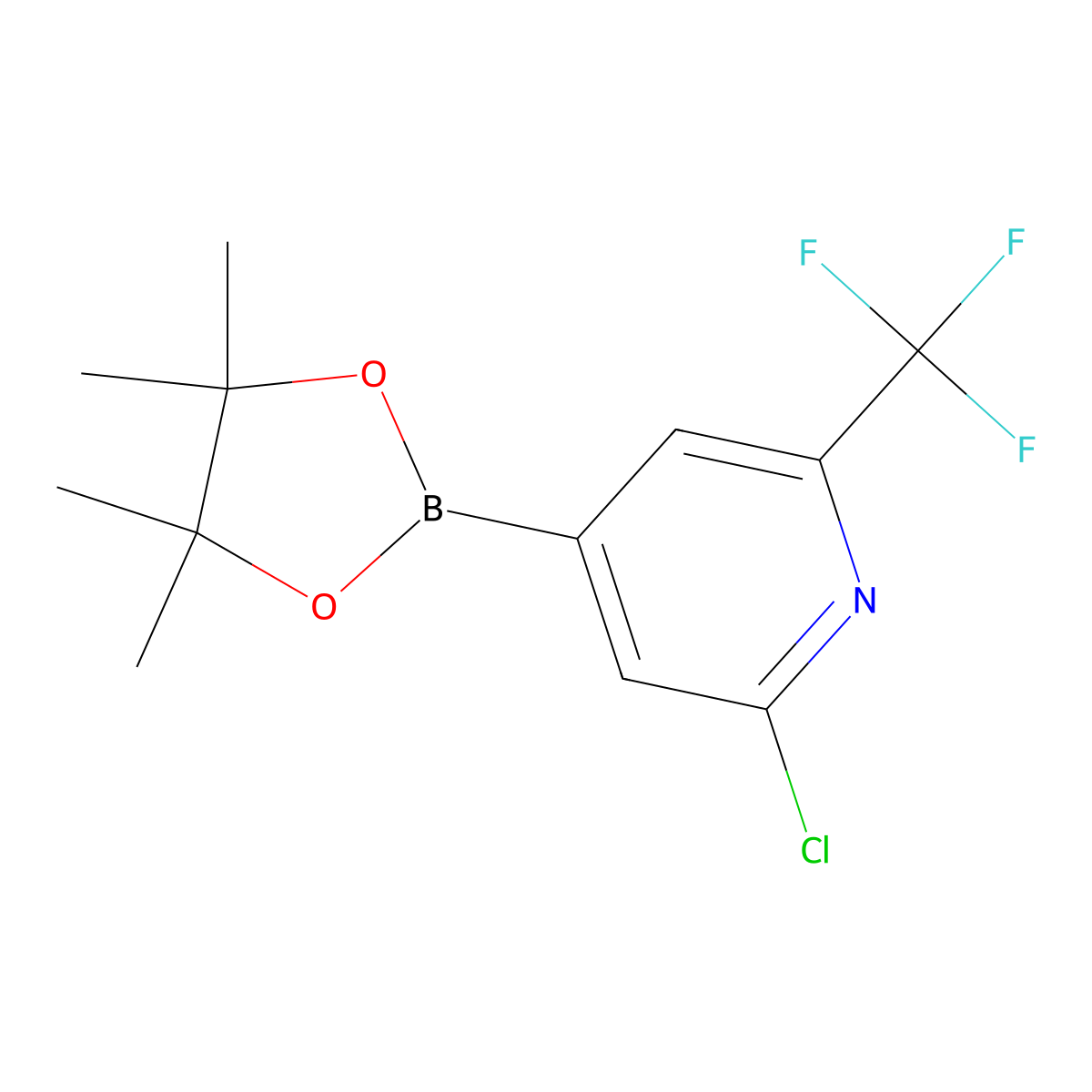 2-Chloro-4-(4,4,5,5-tetramethyl-1,3,2-dioxaborolan-2-yl)-6-(trifluoromethyl)pyridine molecular structure, CAS 1218790-05-6