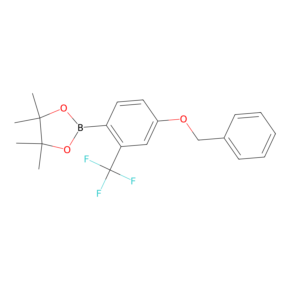 2-(4-(Benzyloxy)-2-(trifluoromethyl)phenyl)-4,4,5,5-tetramethyl-1,3,2-dioxaborolane molecular structure, CAS 1218790-07-8