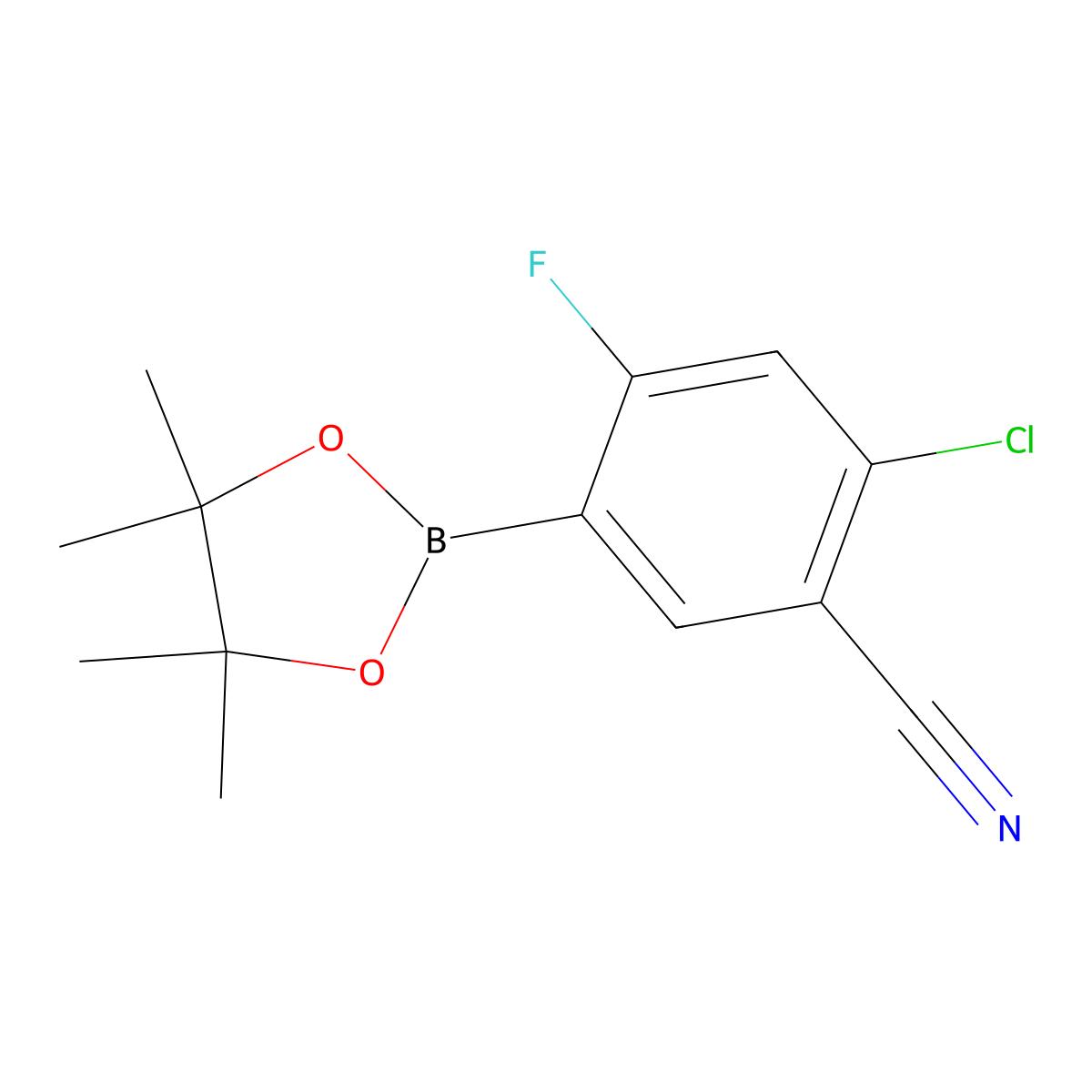 2-Chloro-4-fluoro-5-(4,4,5,5-tetramethyl-1,3,2-dioxaborolan-2-yl)benzonitrile molecular structure, CAS 1218790-13-6