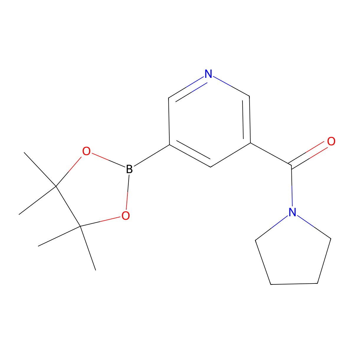 Pyrrolidin-1-yl(5-(4,4,5,5-tetramethyl-1,3,2-dioxaborolan-2-yl)pyridin-3-yl)methanone molecular structure, CAS 1218790-21-6