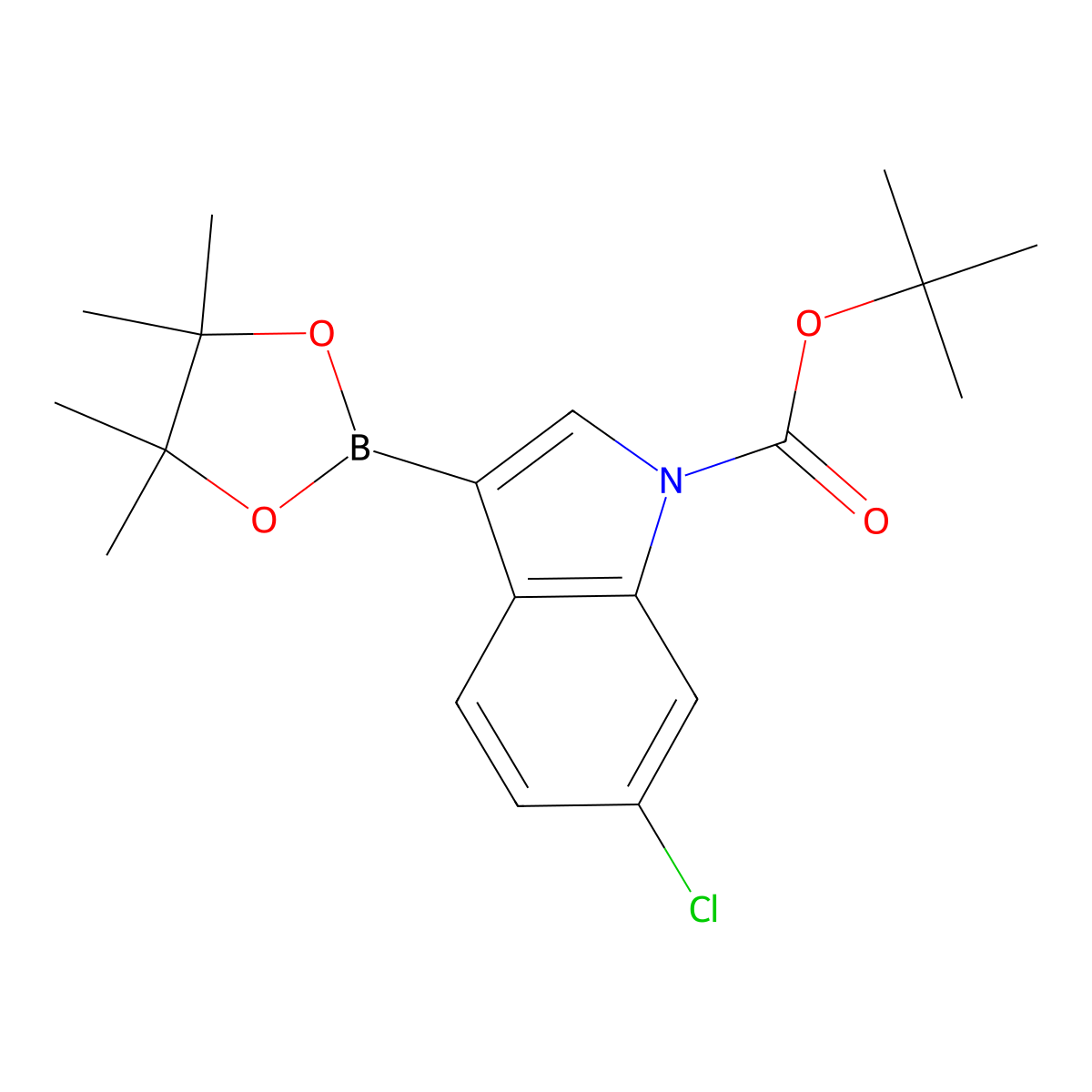 tert-Butyl 6-chloro-3-(4,4,5,5-tetramethyl-1,3,2-dioxaborolan-2-yl)-1H-indole-1-carboxylate molecular structure, CAS 1218790-24-9