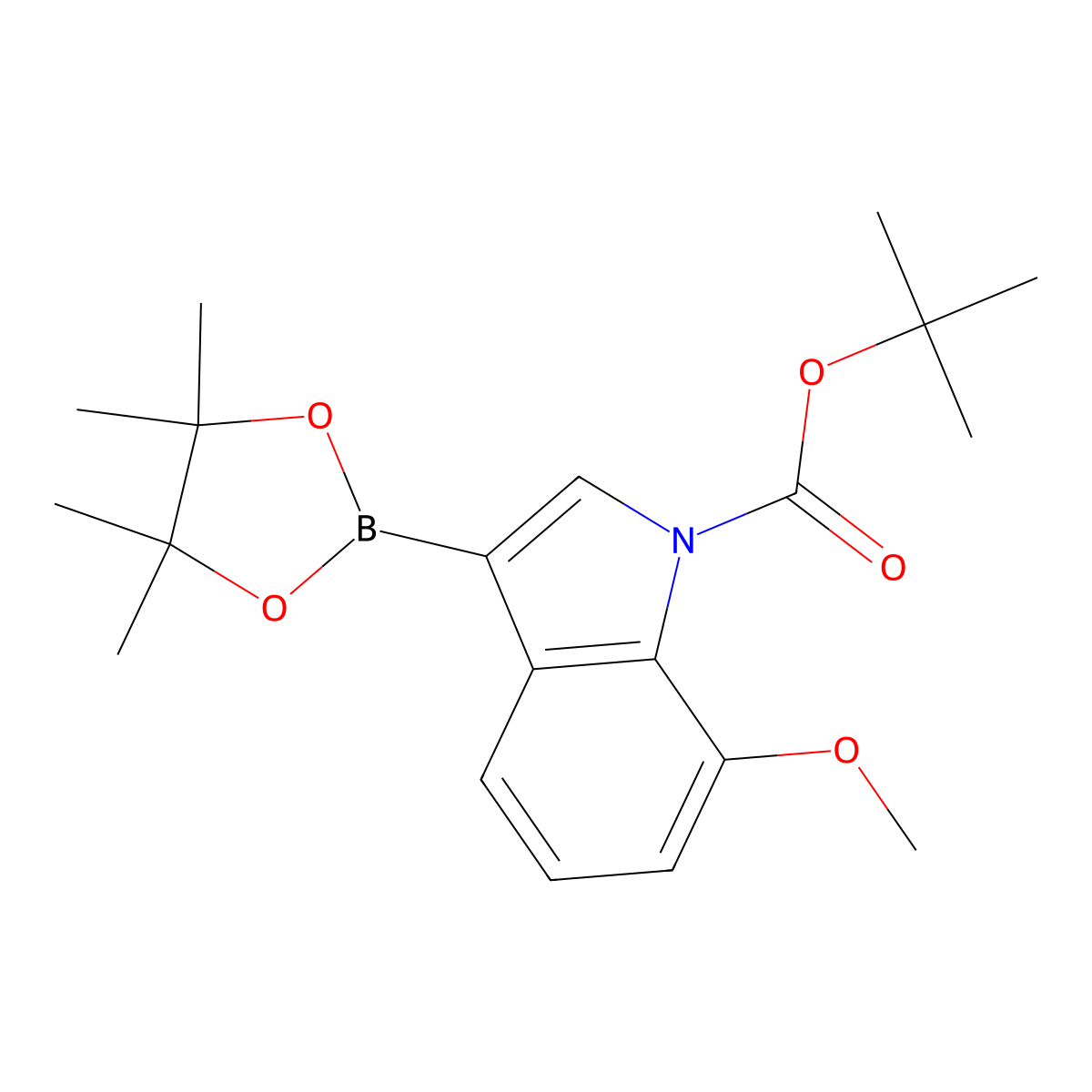 tert-Butyl 7-methoxy-3-(4,4,5,5-tetramethyl-1,3,2-dioxaborolan-2-yl)-1H-indole-1-carboxylate molecular structure, CAS 1218790-26-1
