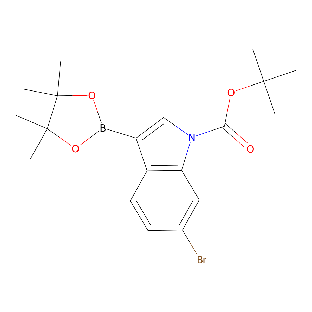 tert-Butyl 6-bromo-3-(4,4,5,5-tetramethyl-1,3,2-dioxaborolan-2-yl)-1H-indole-1-carboxylate molecular structure, CAS 1218790-27-2