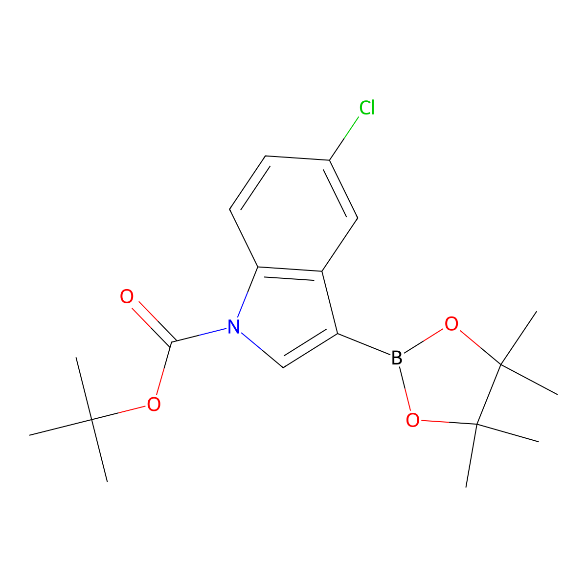 tert-Butyl 5-chloro-3-(4,4,5,5-tetramethyl-1,3,2-dioxaborolan-2-yl)-1H-indole-1-carboxylate molecular structure, CAS 1218790-30-7