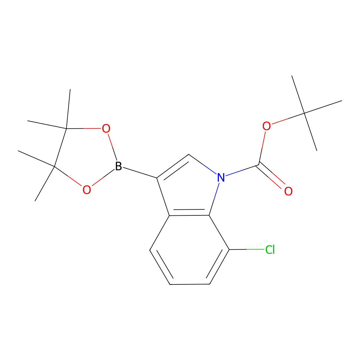 Tert-butyl 7-chloro-3-(4,4,5,5-tetramethyl-1,3,2-dioxaborolan-2-YL)-1H-indole-1-carboxylate molecular structure, CAS 1218790-31-8