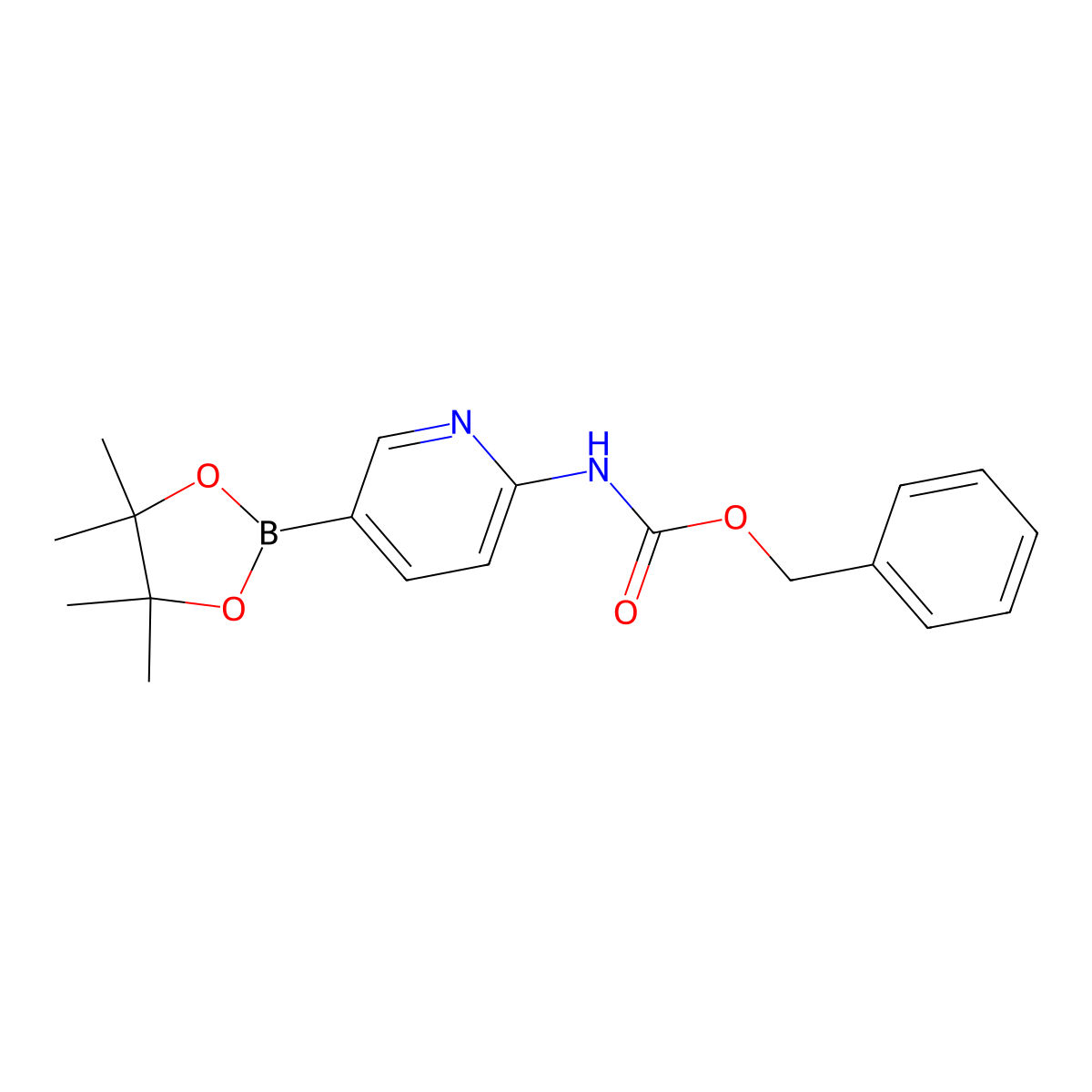 Benzyl (5-(4,4,5,5-tetramethyl-1,3,2-dioxaborolan-2-yl)pyridin-2-yl)carbamate molecular structure, CAS 1218790-32-9