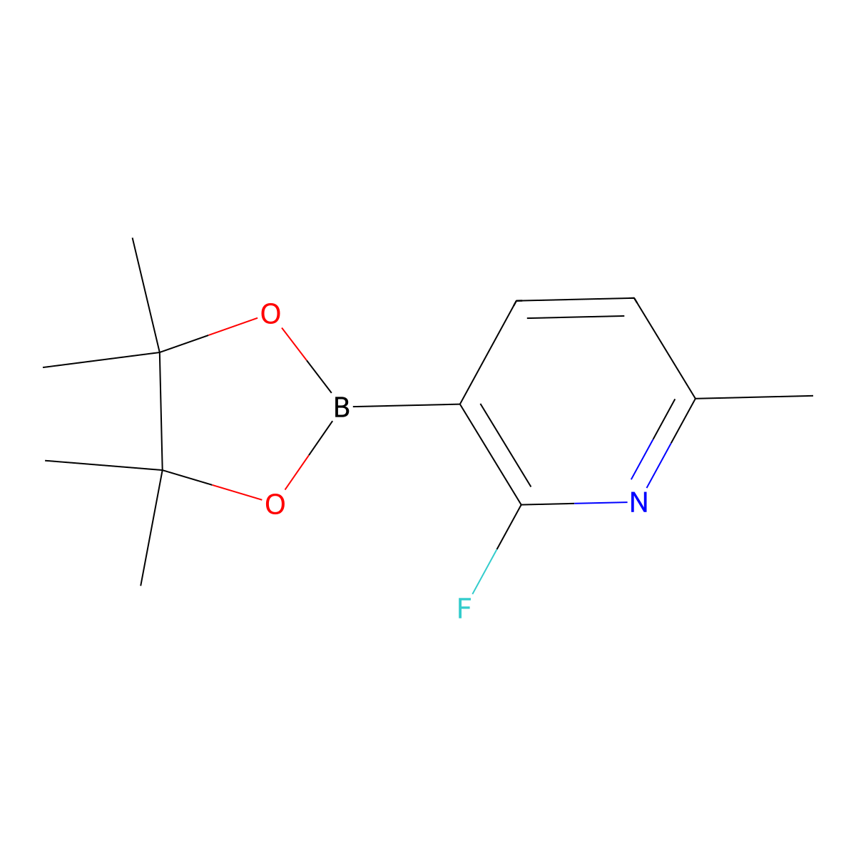 2-Fluoro-6-methyl-3-(4,4,5,5-tetramethyl-1,3,2-dioxaborolan-2-yl)pyridine molecular structure, CAS 1218790-38-5