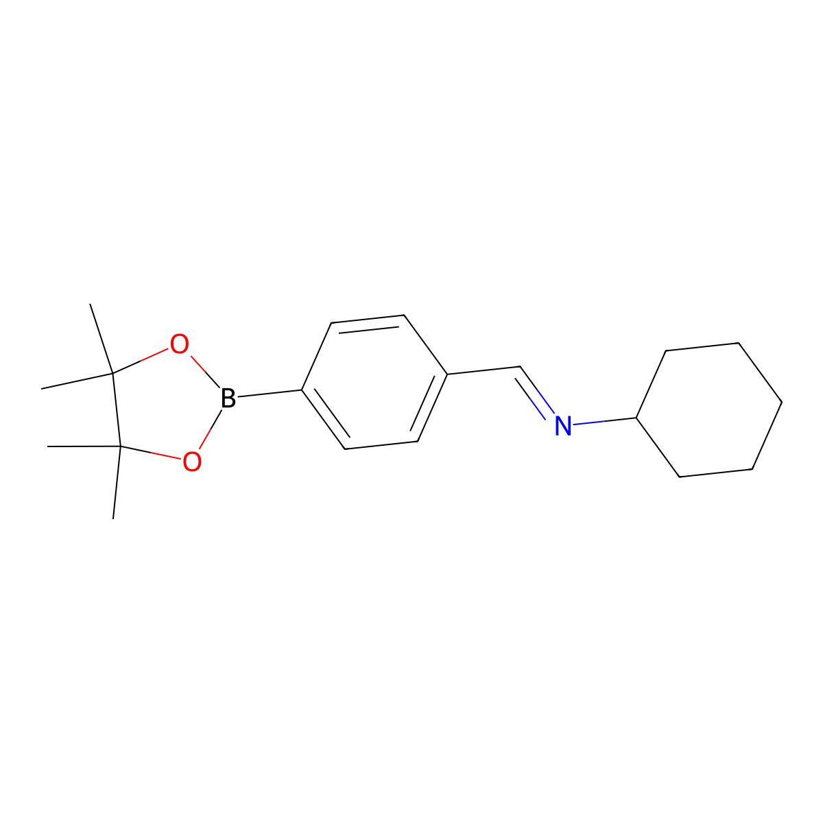 4-(Cyclohexyl)iminomethyl phenyl boronic acid pinacol ester molecular structure, CAS 1218790-50-1