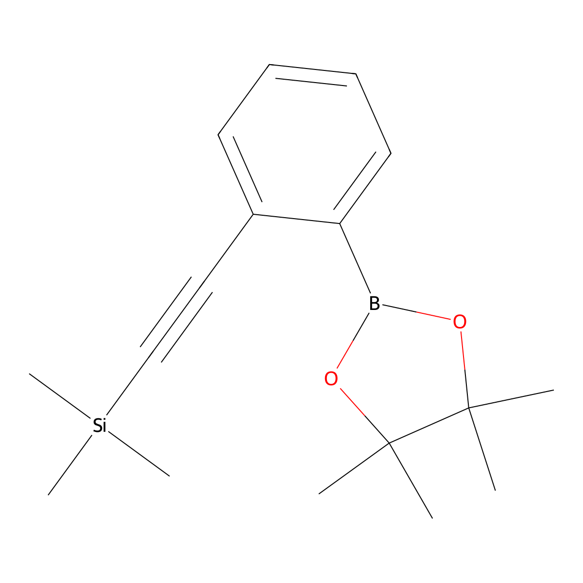 Trimethyl((2-(2-(4,4,5,5-tetramethyl-1,3,2-dioxaborolan-2-yl)phenyl)ethynyl))silane molecular structure, CAS 1218790-52-3
