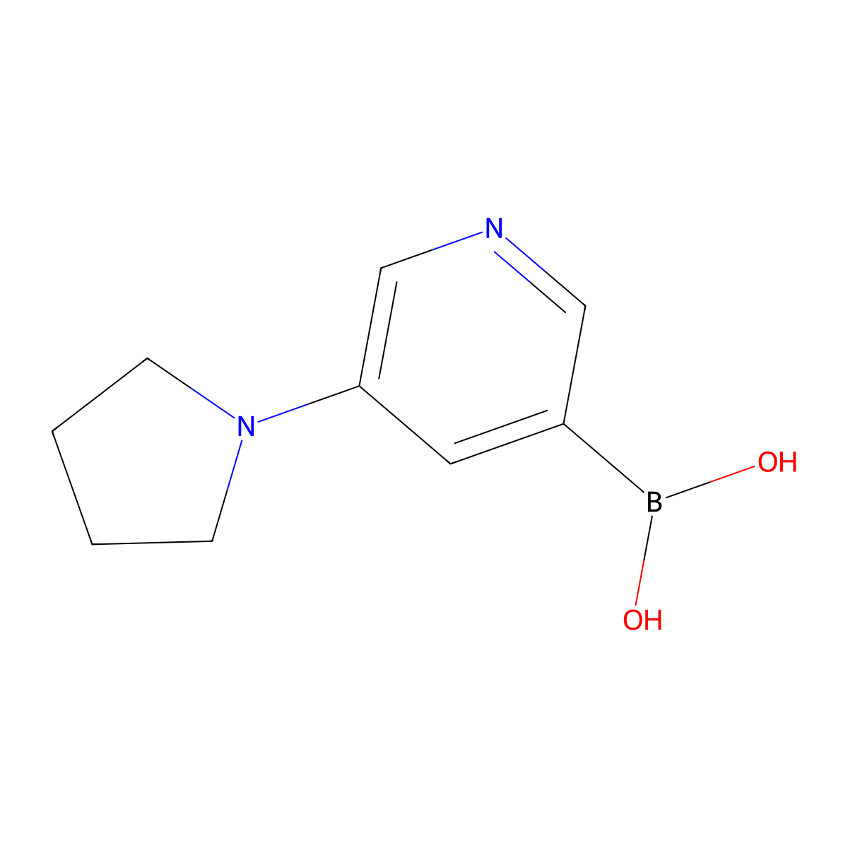 (5-(Pyrrolidin-1-yl)pyridin-3-yl)boronic acid molecular structure, CAS 1218790-56-7