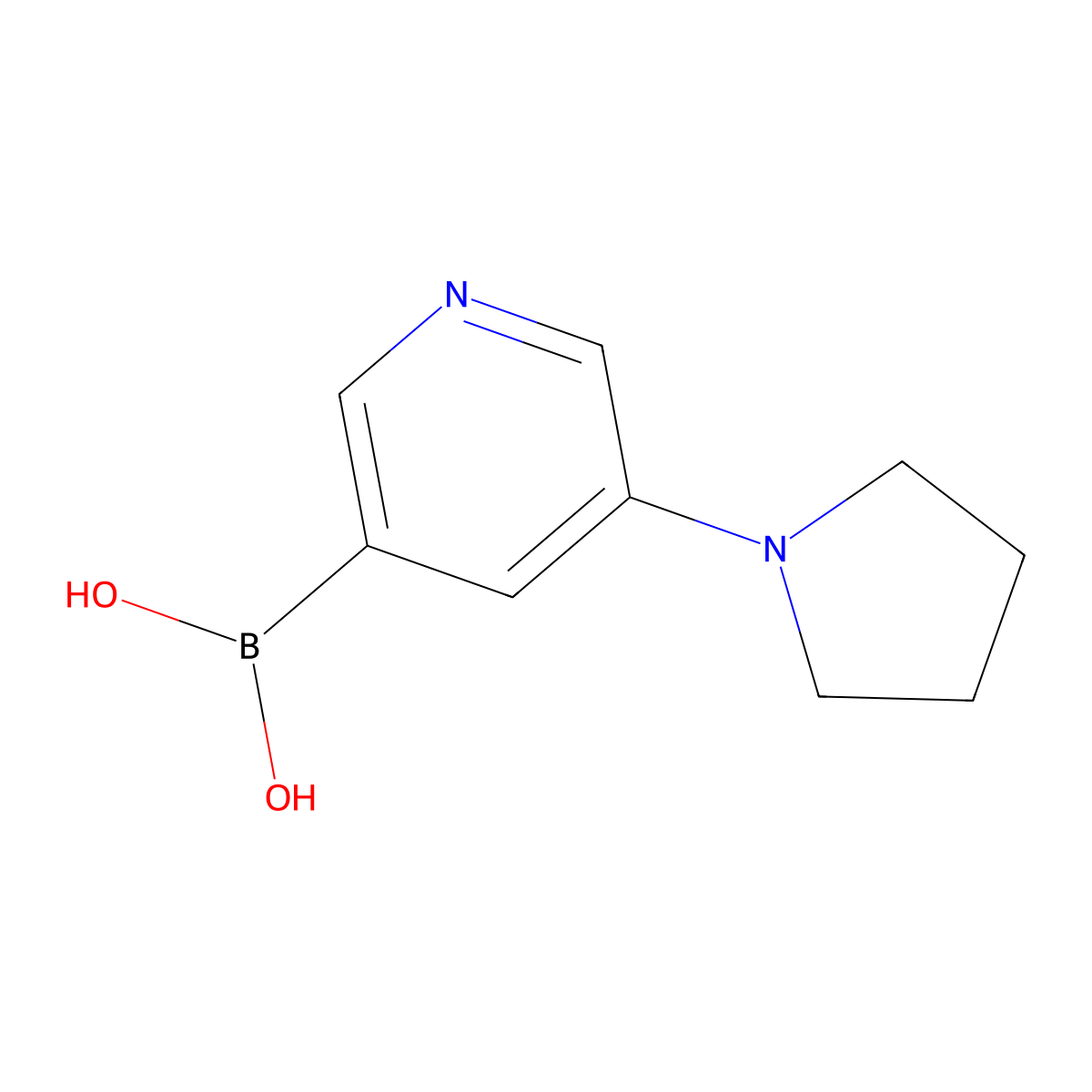 (5-(Pyrrolidin-1-yl)pyridin-3-yl)boronic acid molecular structure, CAS 1218790-56-7