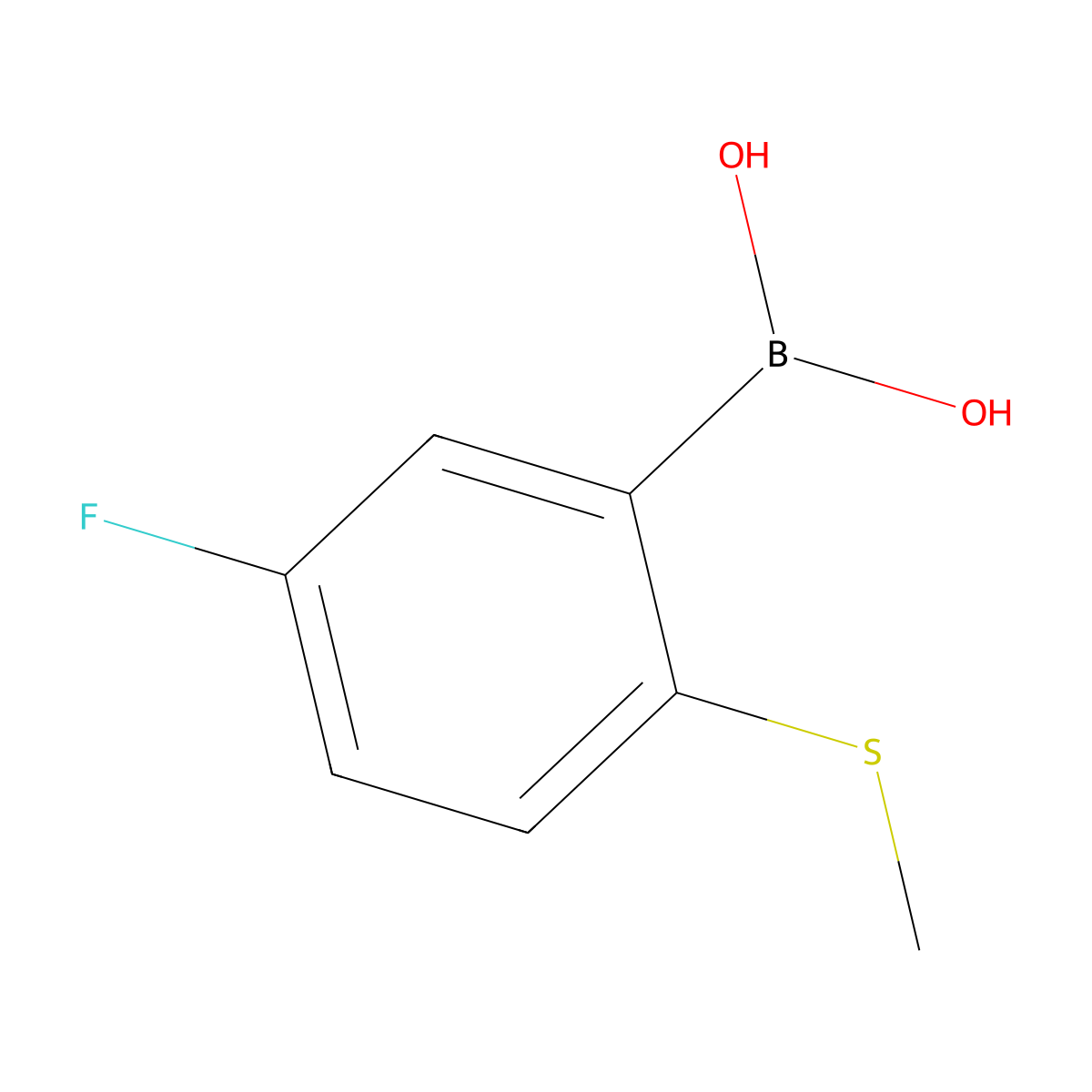 5-Fluoro-2-(methylthio)phenylboronic acid molecular structure, CAS 1218790-65-8