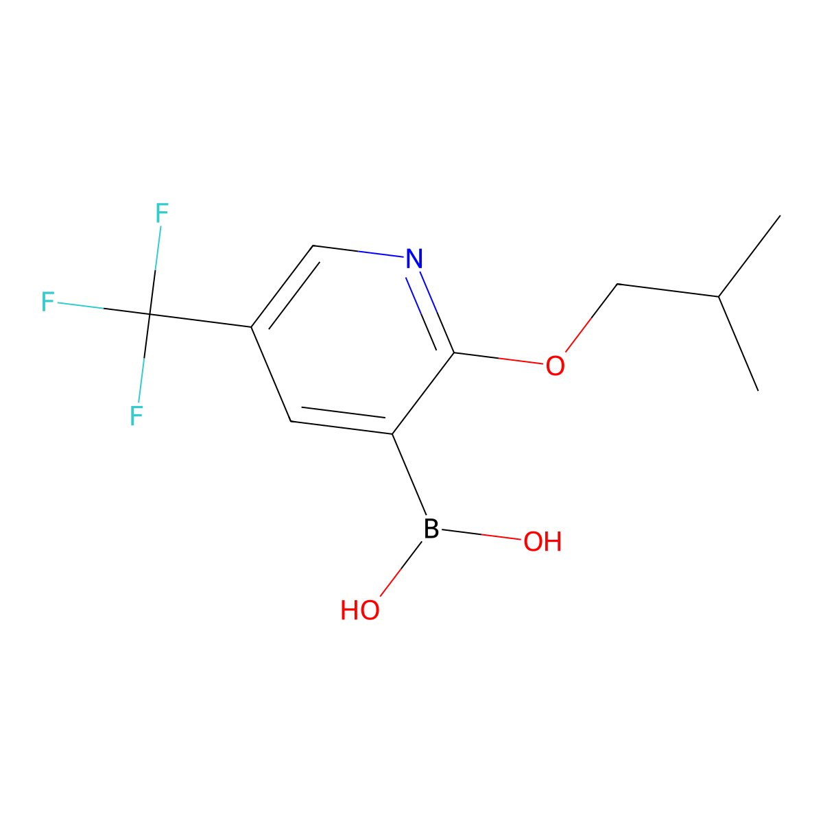 2-Isobutoxy-5-(trifluoromethyl)pyridine-3-boronic acid molecular structure, CAS 1218790-68-1