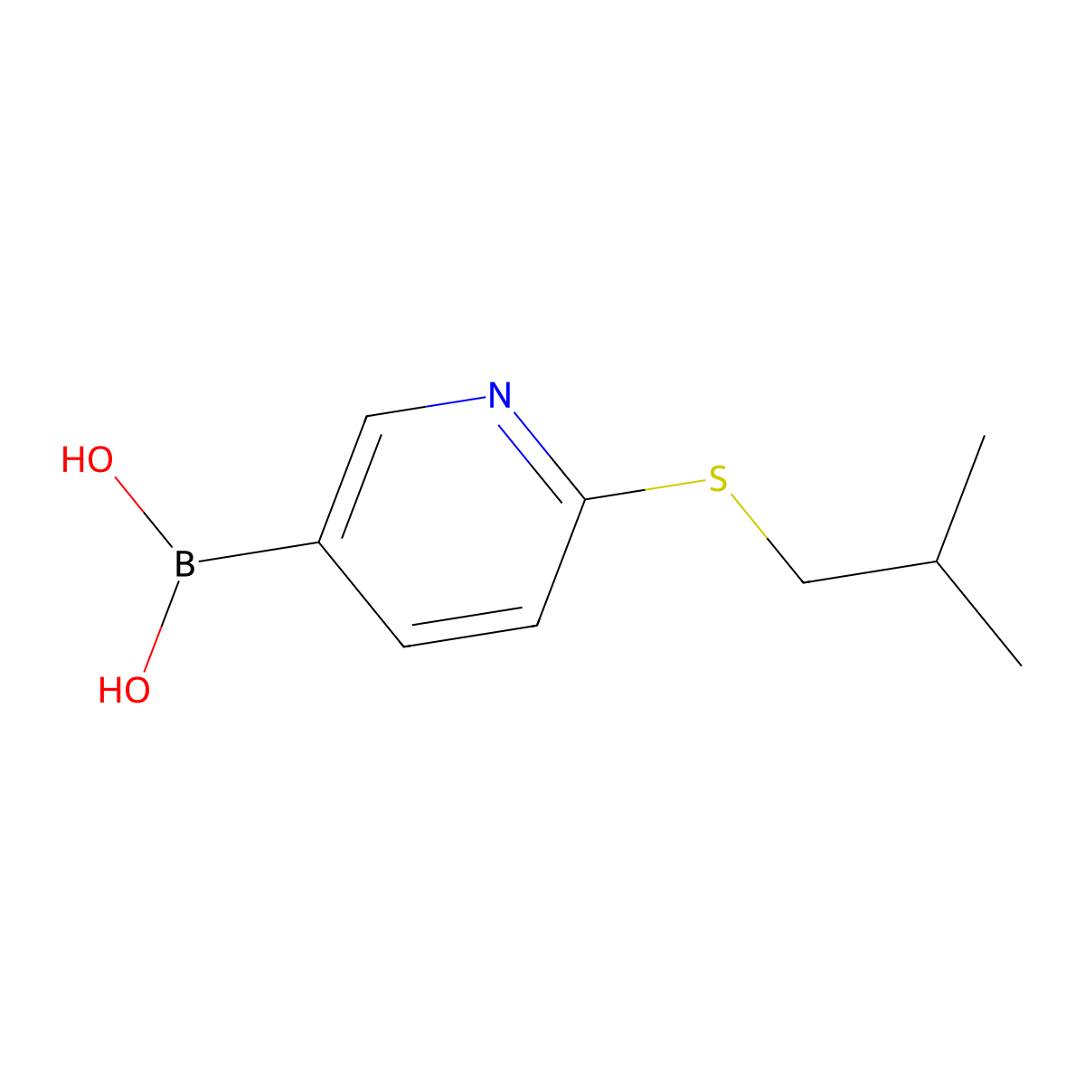 2-(Isobutylthio)pyridine-5-boronic acid molecular structure, CAS 1218790-69-2