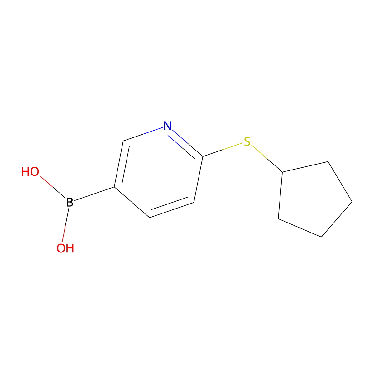 2-(Cyclopentylthio)pyridine-5-boronic acid molecular structure, CAS 1218790-70-5