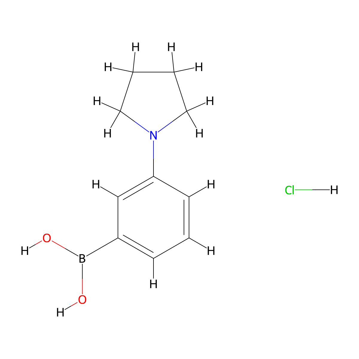(3-(Pyrrolidin-1-yl)phenyl)boronic acid hydrochloride molecular structure, CAS 1218790-77-2