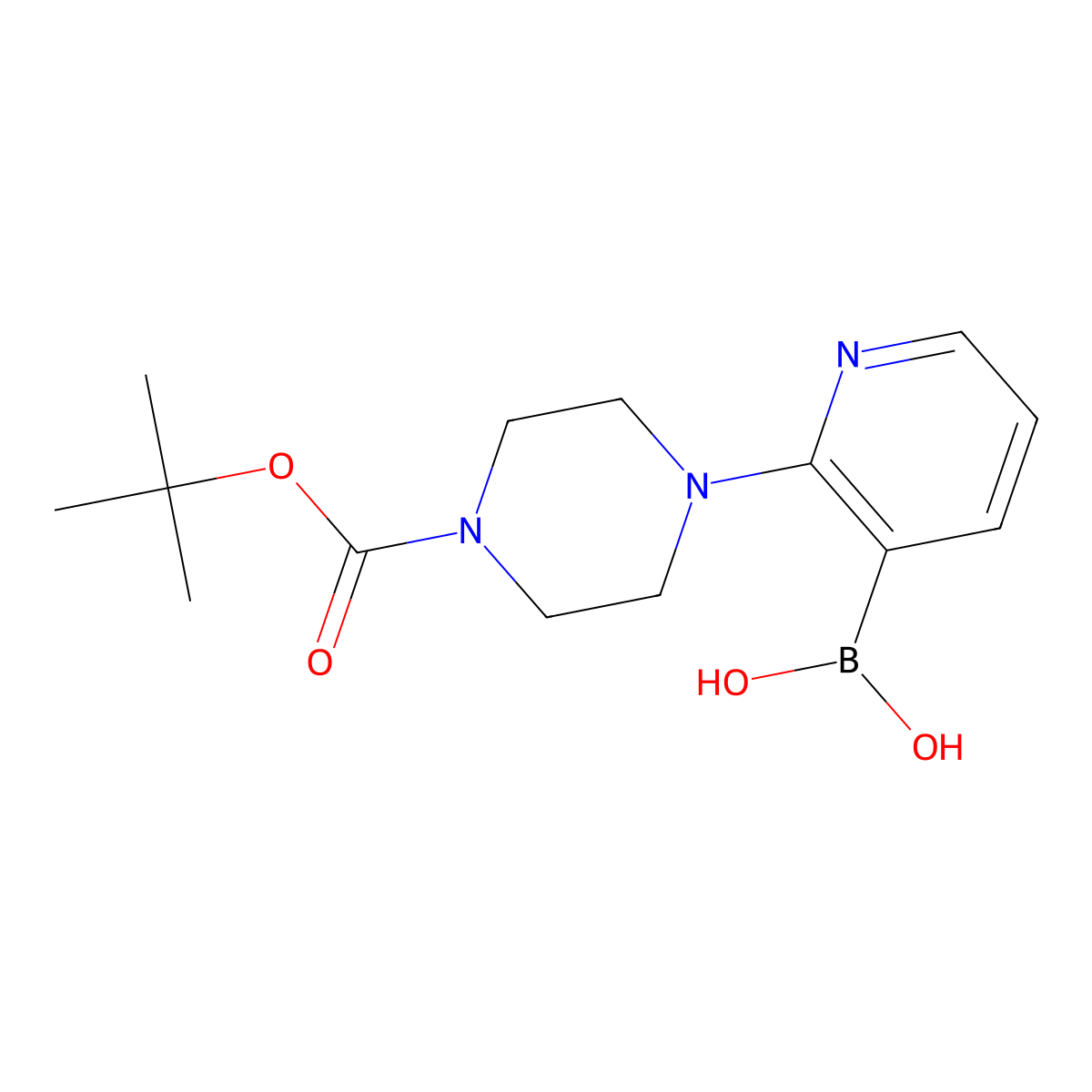 (2-(4-(tert-Butoxycarbonyl)piperazin-1-yl)pyridin-3-yl)boronic acid molecular structure, CAS 1218790-78-3