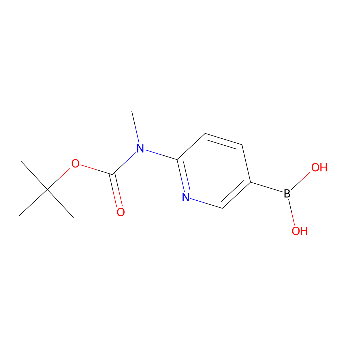 (6-((tert-Butoxycarbonyl)(methyl)amino)pyridin-3-yl)boronic acid molecular structure, CAS 1218790-80-7