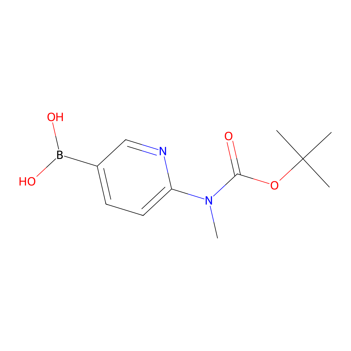 (6-((tert-Butoxycarbonyl)(methyl)amino)pyridin-3-yl)boronic acid molecular structure, CAS 1218790-80-7