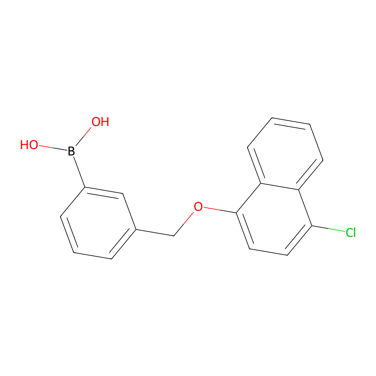 (3-(((4-Chloronaphthalen-1-yl)oxy)methyl)phenyl)boronic acid molecular structure, CAS 1218790-90-9