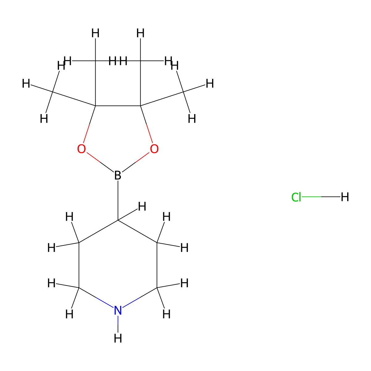 4-(Tetramethyl-1,3,2-dioxaborolan-2-yl)piperidine hydrochloride molecular structure, CAS 1218790-99-8