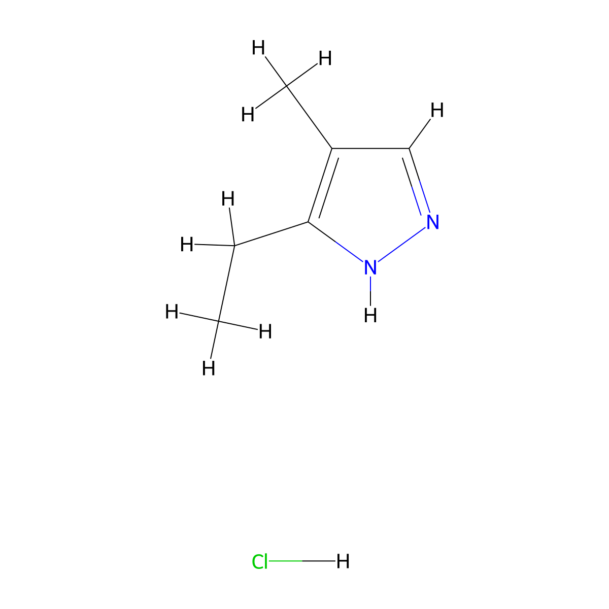 3-Ethyl-4-methyl-1H-pyrazole hydrochloride molecular structure, CAS 1218791-04-8
