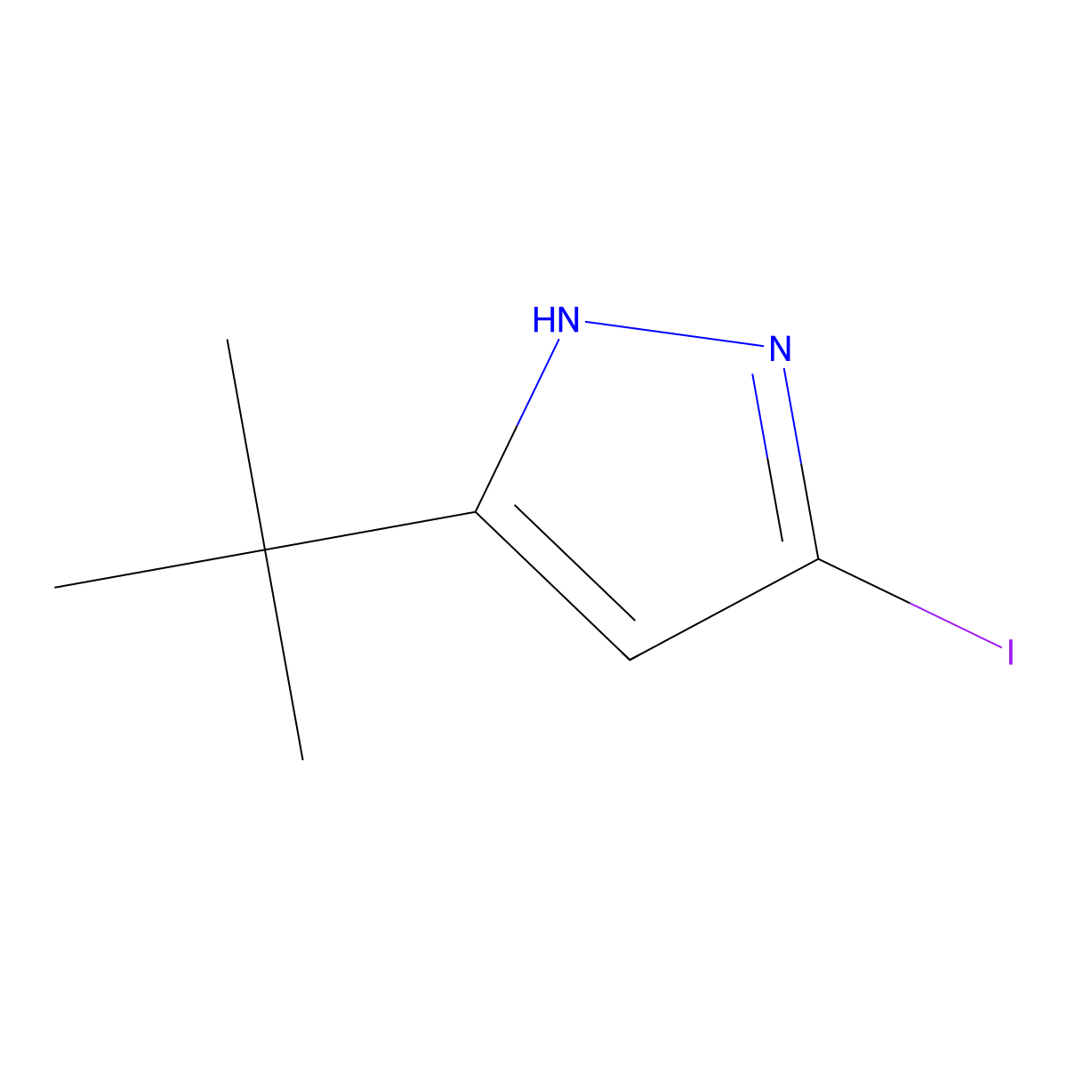 5-tert-Butyl-3-iodo-1H-pyrazole molecular structure, CAS 1218791-05-9