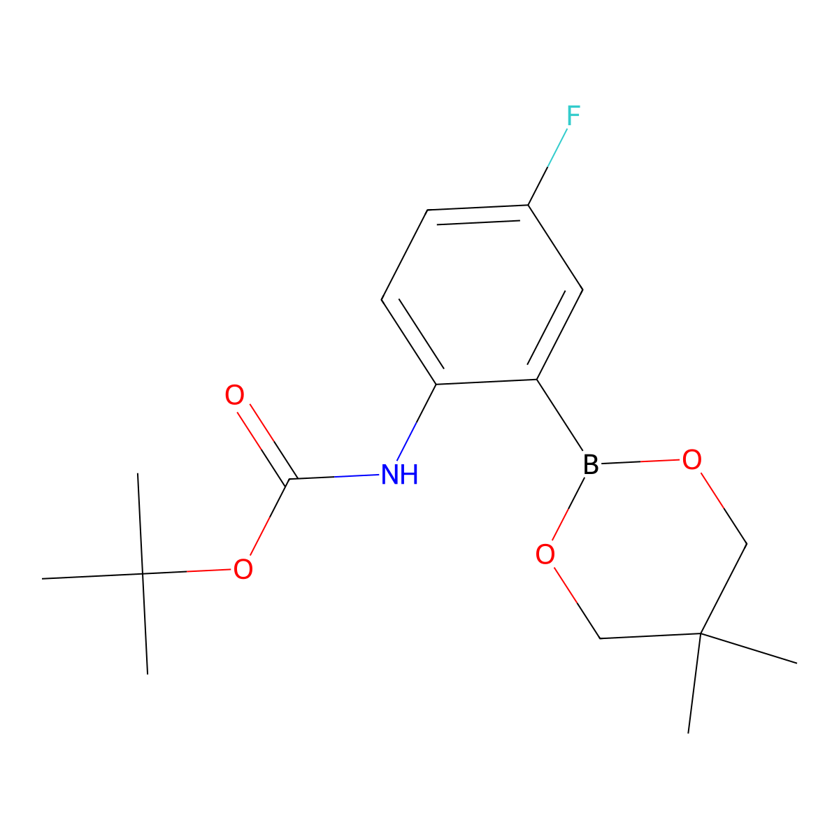 tert-butyl N-[2-(5,5-dimethyl-1,3,2-dioxaborinan-2-yl)-4-fluorophenyl]carbamate molecular structure, CAS 1218791-08-2