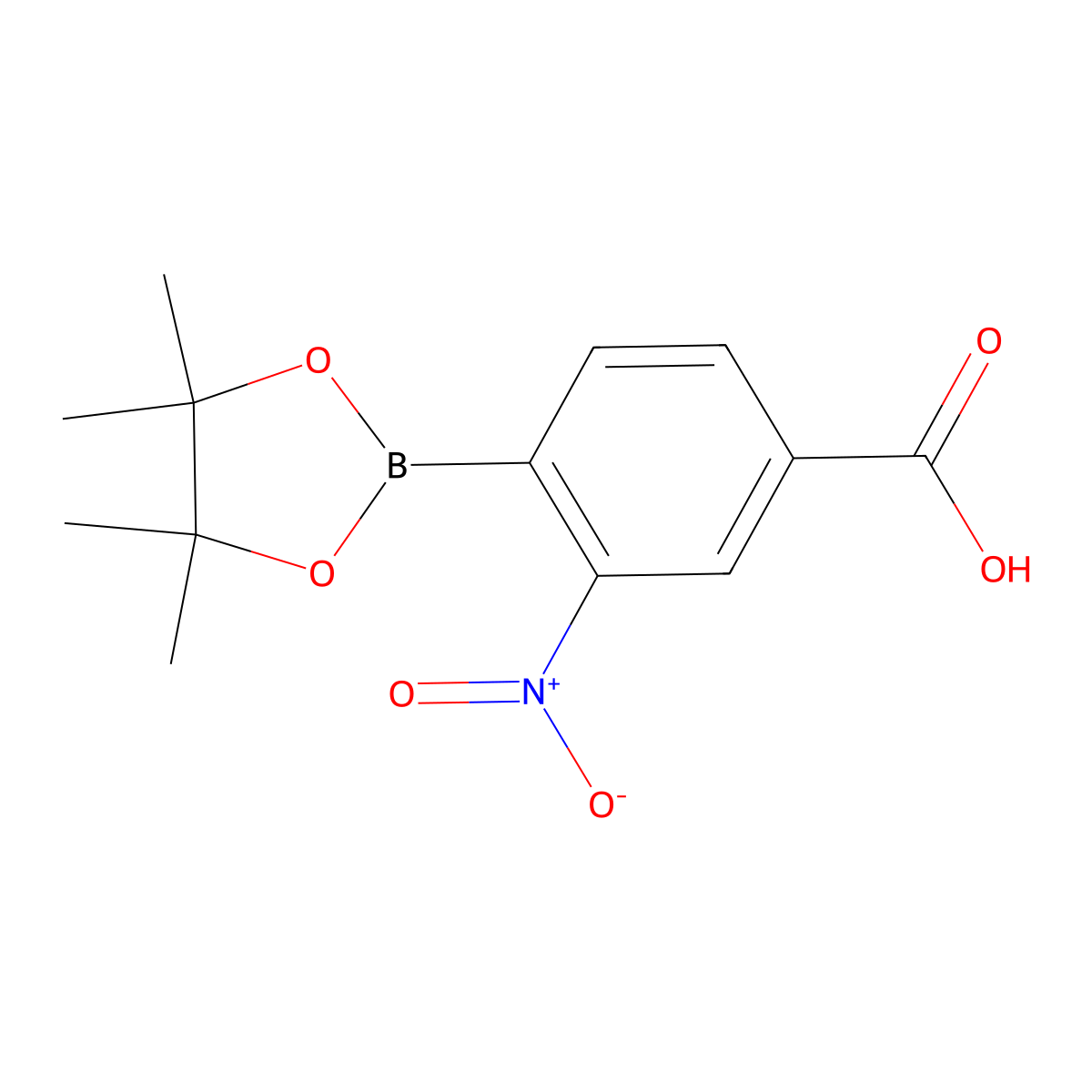 3-Nitro-4-(4,4,5,5-tetramethyl-1,3,2-dioxaborolan-2-yl)benzoic acid molecular structure, CAS 1218791-11-7
