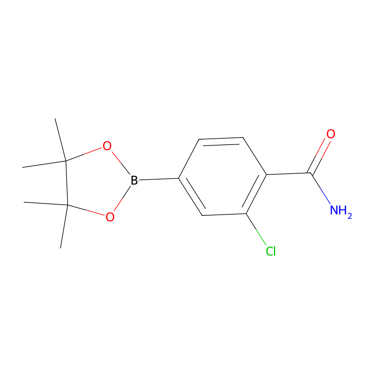 2-Chloro-4-(4,4,5,5-tetramethyl-1,3,2-dioxaborolan-2-yl)benzamide molecular structure, CAS 1218791-12-8