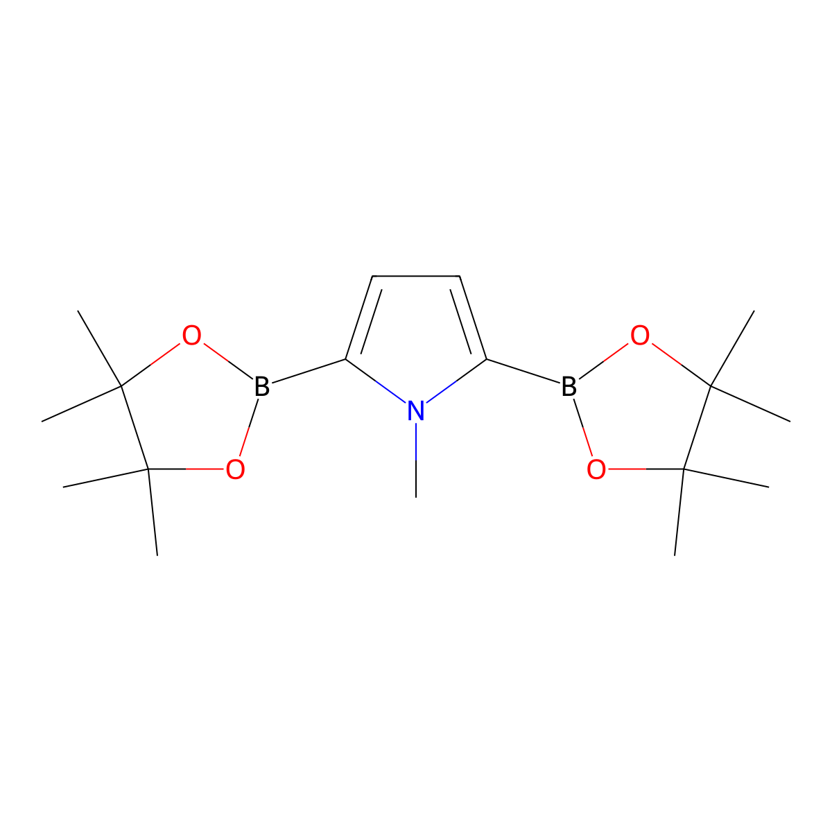 1-Methyl-2,5-bis(4,4,5,5-tetramethyl-1,3,2-dioxaborolan-2-yl)-1H-pyrrole molecular structure, CAS 1218791-17-3