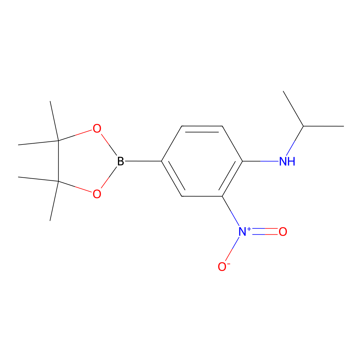 N-Isopropyl-2-nitro-4-(4,4,5,5-tetramethyl-1,3,2-dioxaborolan-2-yl)aniline molecular structure, CAS 1218791-21-9