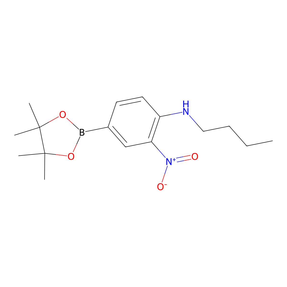 N-Butyl-2-nitro-4-(4,4,5,5-tetramethyl-1,3,2-dioxaborolan-2-yl)aniline molecular structure, CAS 1218791-22-0