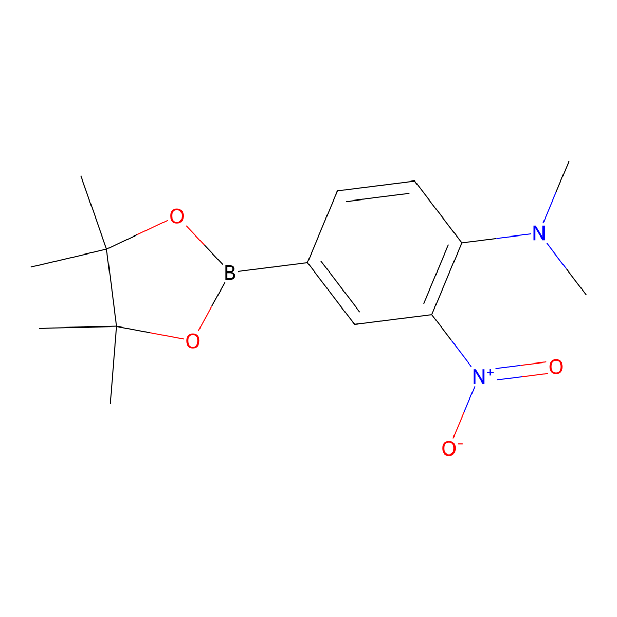 N,N-Dimethyl-2-nitro-4-(4,4,5,5-tetramethyl-1,3,2-dioxaborolan-2-yl)aniline molecular structure, CAS 1218791-24-2
