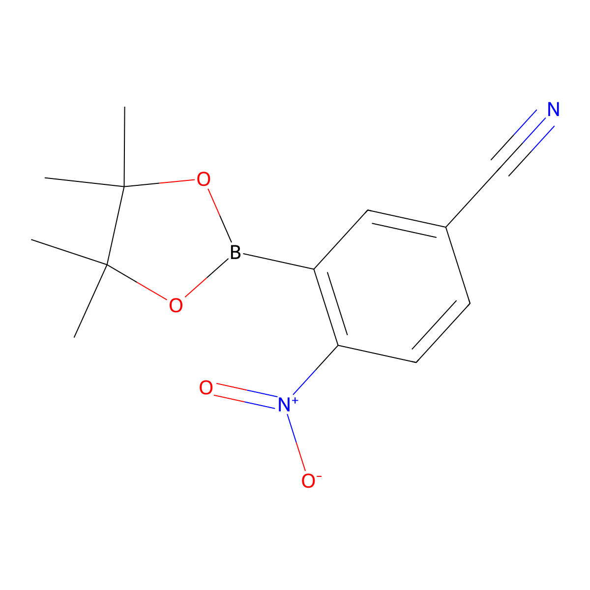 4-Nitro-3-(4,4,5,5-tetramethyl-1,3,2-dioxaborolan-2-yl)benzonitrile molecular structure, CAS 1218791-27-5