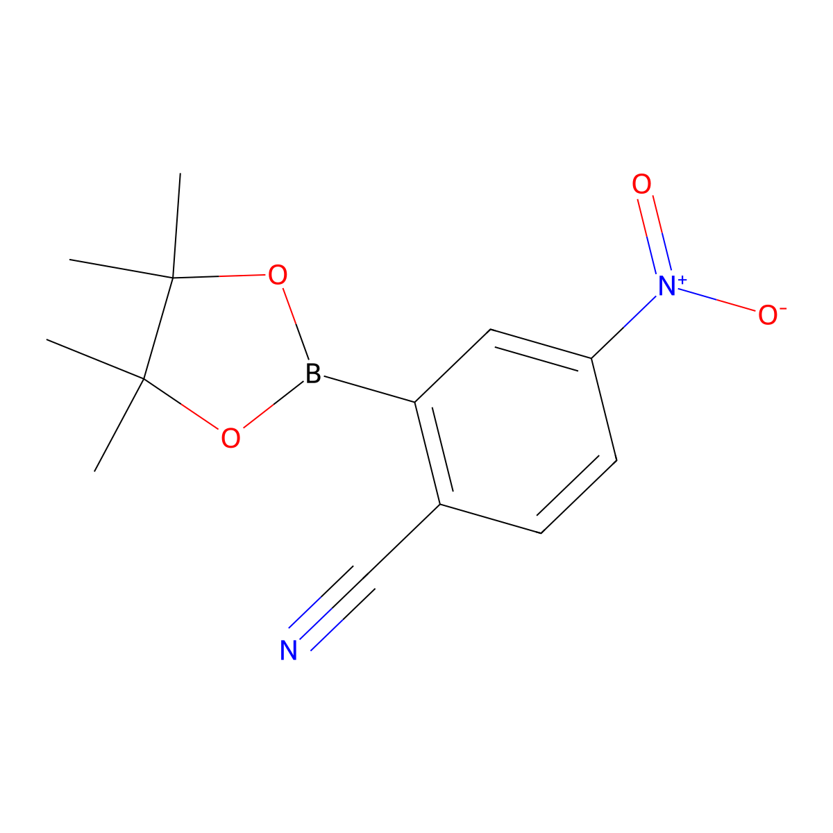4-Nitro-2-(4,4,5,5-tetramethyl-1,3,2-dioxaborolan-2-yl)benzonitrile molecular structure, CAS 1218791-28-6