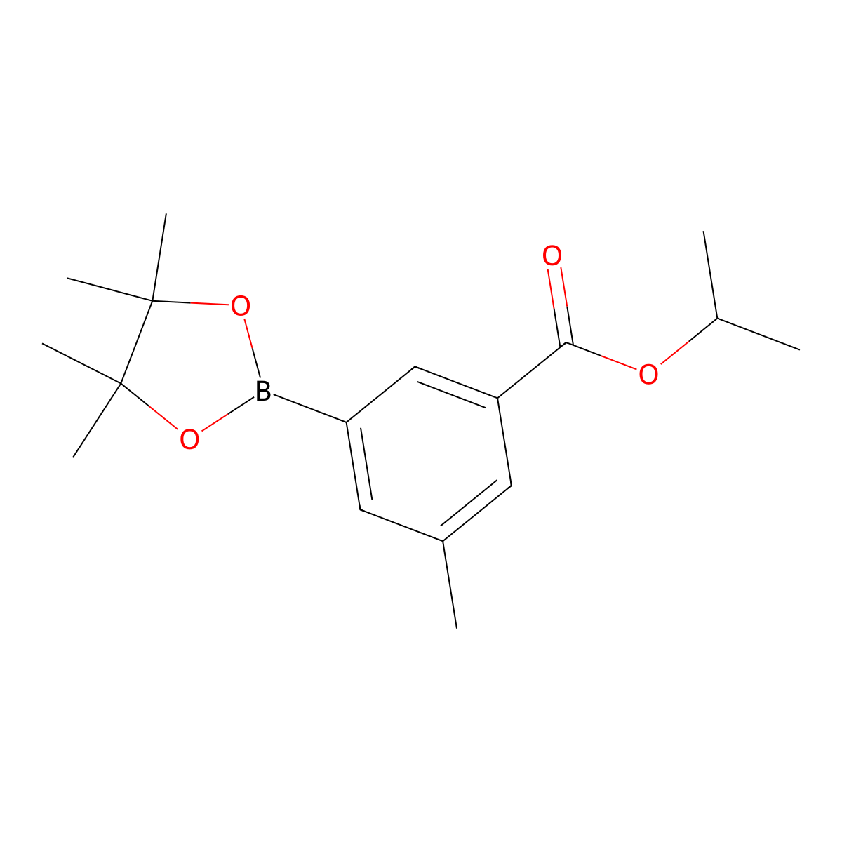 Isopropyl 3-methyl-5-(4,4,5,5-tetramethyl-1,3,2-dioxaborolan-2-yl)benzoate molecular structure, CAS 1218791-30-0