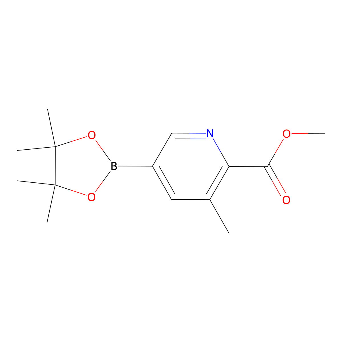 Methyl 3-methyl-5-(4,4,5,5-tetramethyl-1,3,2-dioxaborolan-2-YL)picolinate molecular structure, CAS 1218791-31-1