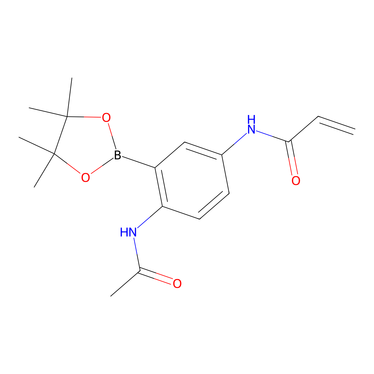 N-(4-Acetamido-3-(4,4,5,5-tetramethyl-1,3,2-dioxaborolan-2-yl)phenyl)acrylamide molecular structure, CAS 1218791-33-3