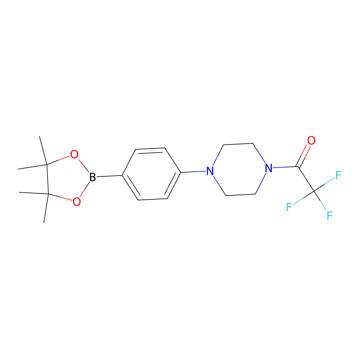 2,2,2-Trifluoro-1-(4-(4-(4,4,5,5-tetramethyl-1,3,2-dioxaborolan-2-yl)phenyl)piperazin-1-yl)ethanone molecular structure, CAS 1218791-39-9
