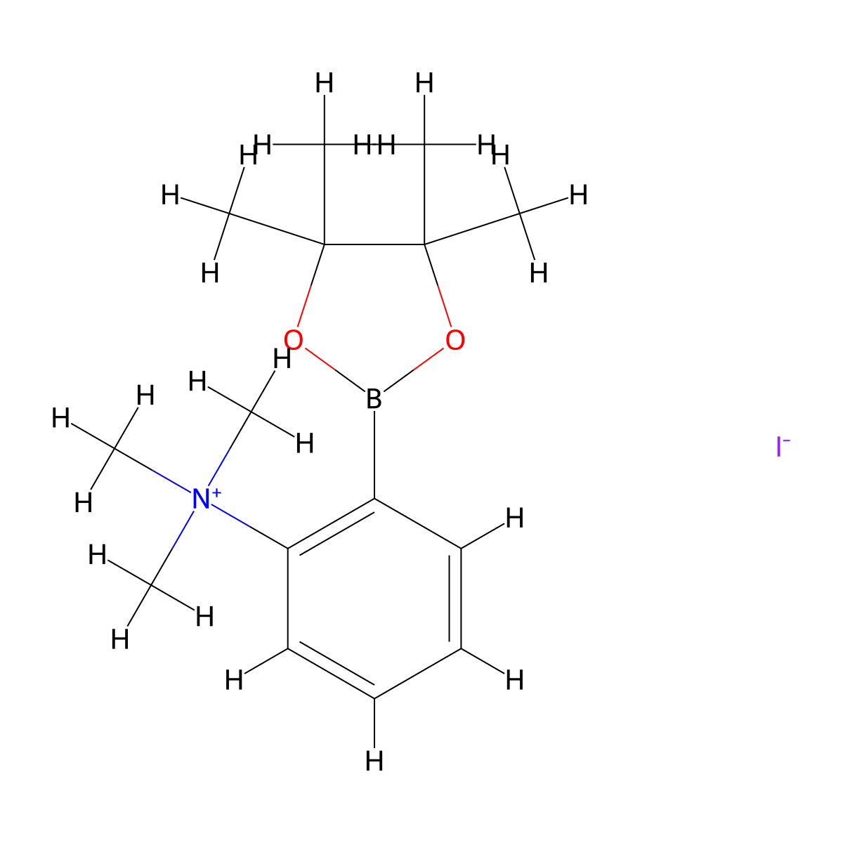 N,N,N-Trimethyl-2-(4,4,5,5-tetramethyl-1,3,2-dioxaborolan-2-yl)benzenaminium iodide molecular structure, CAS 1218791-40-2