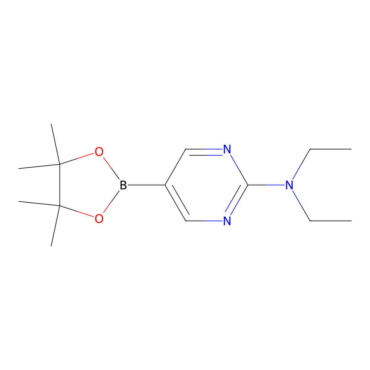 N,N-Diethyl-5-(4,4,5,5-tetramethyl-1,3,2-dioxaborolan-2-yl)pyrimidin-2-amine molecular structure, CAS 1218791-45-7