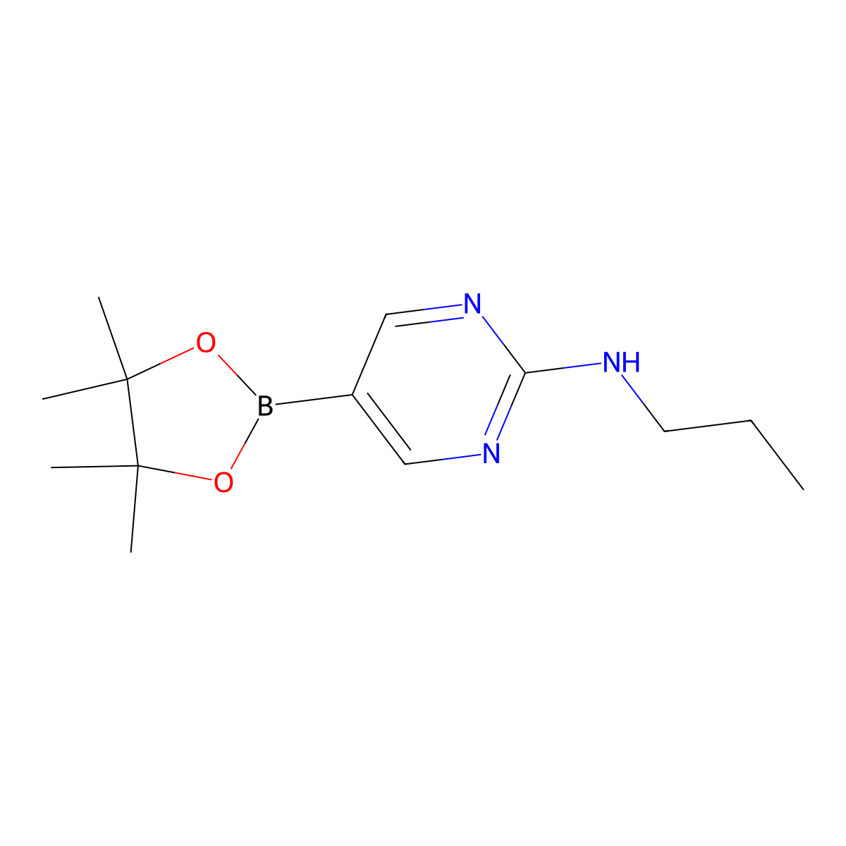 N-Propyl-5-(4,4,5,5-tetramethyl-1,3,2-dioxaborolan-2-yl)pyrimidin-2-amine molecular structure, CAS 1218791-47-9