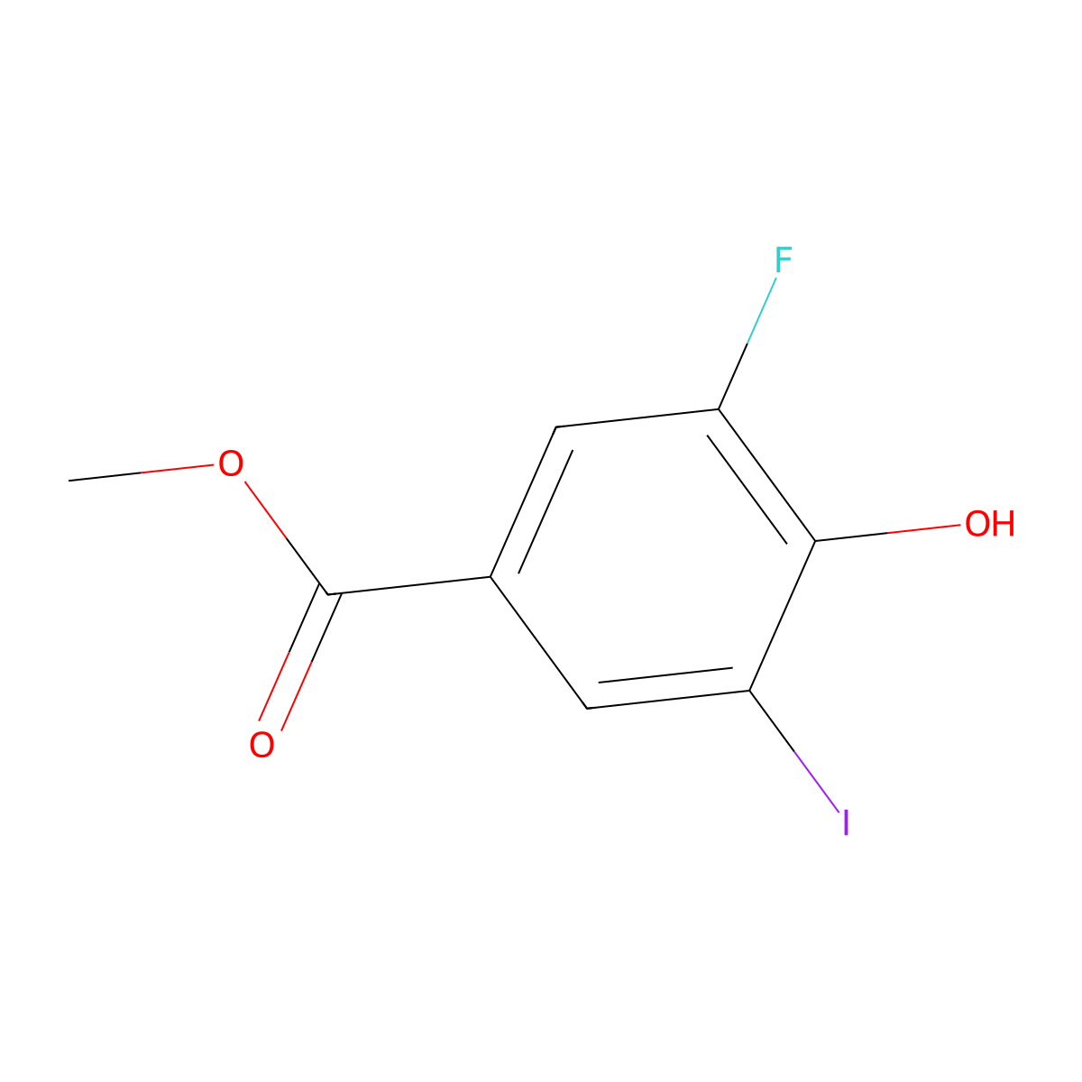 Methyl 3-fluoro-4-hydroxy-5-iodobenzoate molecular structure, CAS 1218818-35-9