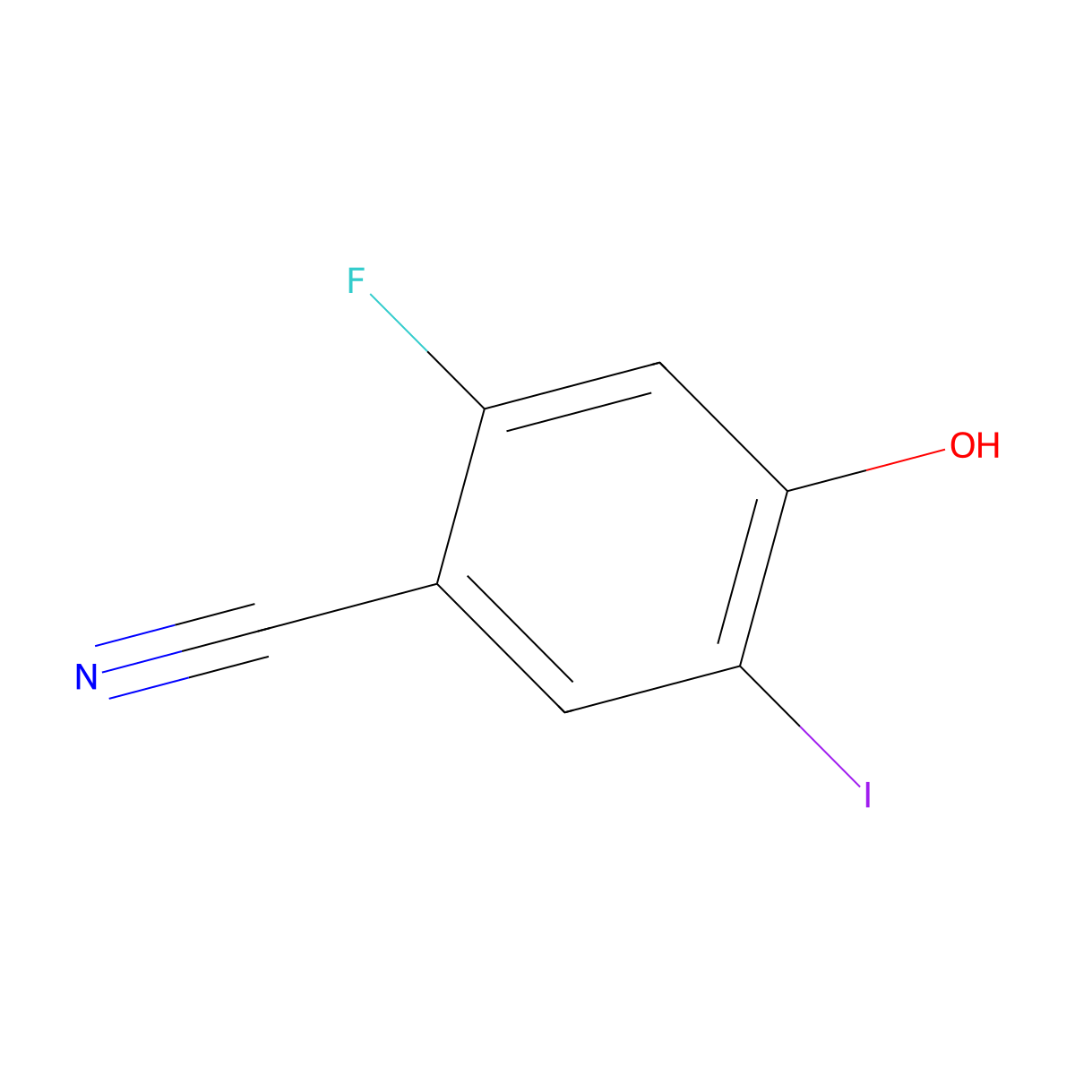 2-Fluoro-4-hydroxy-5-iodobenzonitrile molecular structure, CAS 1218818-39-3